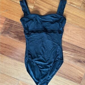 Woman’s Black Lace Trim Leotard